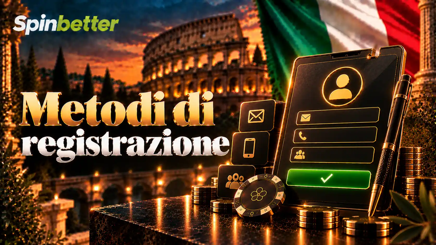 Schermata con i metodi di iscrizione: un clic, telefono, e-mail e social